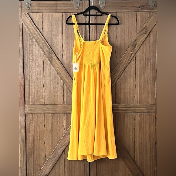 a.n.a. A New Approach Gold Button Up Linen Midi Blend Dress Size Medium NWT - Picture 5 of 11